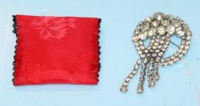 Elaborate Rhinestone Pin with Pouch