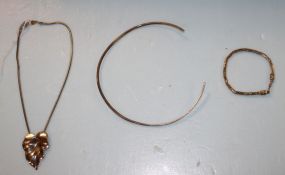 Freirich Chain with Leaf Pendant, Bracelet, .925 Mexican Choker