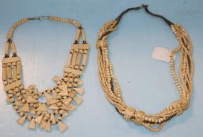 Two Large Faux Ivory and Brass Necklaces