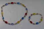 Multicolor Glass Necklace and Bracelet