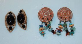 Pair Indian Potter Earrings, and Pair of Musi Earrings