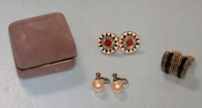 Three Pair Costume Jewelry Earrings