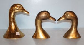 Pair Brass Duck Bookends, Duck Head Single Brass Bookend