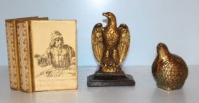 Single Eagle Bookend, Brass Dore, Florentine Box