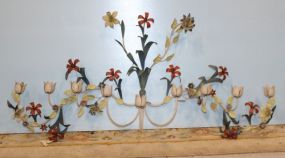 Decorative Large Painted Metal Floral Wall Sconce