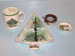 Christmas Mug, Butter Pat, Divided Dish