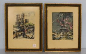 Pair Signed French Prints