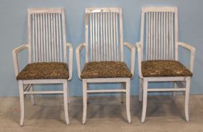Three Painted White Arm Chairs