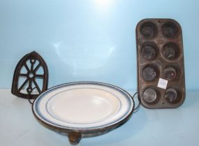 Iron Trivet, Muffin Pan, H. F. and Company Plate Warmer