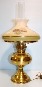 Vintage Brass Aladdin Lamp with Painted Shade
