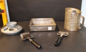 Vintage Flour Sifter, Slicers, Pan