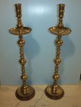 Pair Large Brass Candle Stands