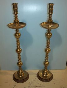 Pair Large Brass Candle Stands
