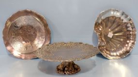Arthur Court Design Pewter Compote, Bowl with Rabbit Design on Bottom, and Shell Shaped Bowl