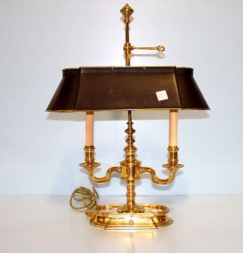 Double Arm Brass Lamp with Black Metal Shade