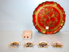 Florentine Tray, Set of Ashtrays