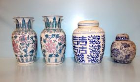 Pair of Porcelain Vases, Two Ginger Jars