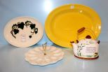 Large Yellow Platter, Egg Tray, Ivy Tray, Wall Kettle