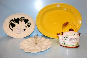 Large Yellow Platter, Egg Tray, Ivy Tray, Wall Kettle
