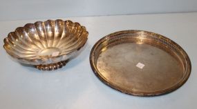 Large Reed and Barton Scallop Edge Fruit Bowl, and Round Tray