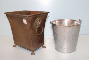 Decorative Tin Footed Planter, Tin Bucket