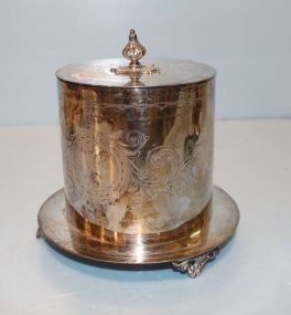Silverplate Footed and Etched Biscuit Jar