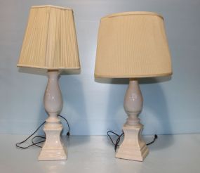 Pair of White Porcelain Lamps