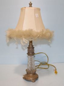 Crackle Glass Insert Lamp with Feathered Shade