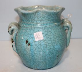 Blue Cracked Ceramic Vase