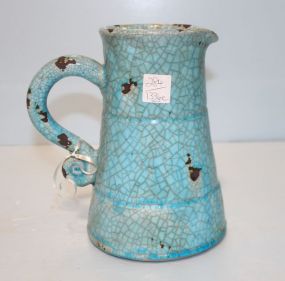 Blue Cracked Ceramic Pitcher