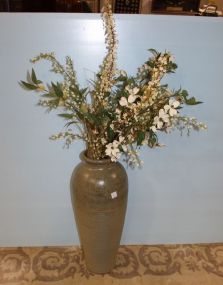 Ceramic Floor Vase with Dogwood Flower Arrangement