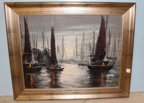 Oil on Canvas of Sailboats