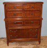 Five Drawer Pecan Hi-Boy Chest