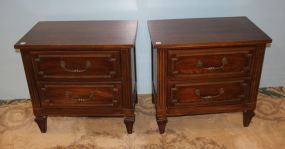 Pair of Pecan Two Drawer Nightstands