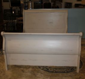 Hand Brushed Distressed Painted Queen Size Sleigh Bed