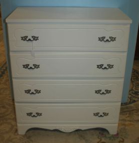 Hand Brushed Distressed Painted Four Drawer Chest