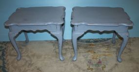 Pair of Hand Brushed Distressed Painted Queen Anne Tables