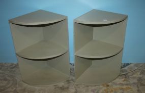Pair of Hand Brushed Distressed Painted Corner Shelves
