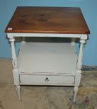 Hand Brushed Distressed Painted One Drawer Table with Pine Top