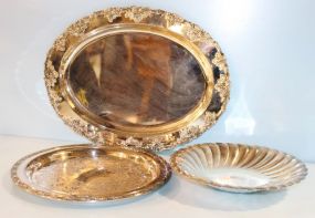 Oval Silverplate Tray, Two Round Trays