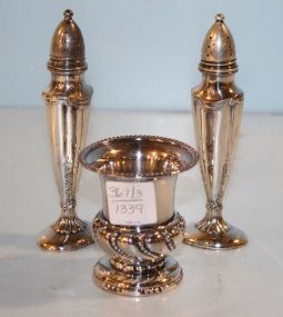 Pair Silverplate Shakers, Toothpick Holder