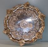 Footed Ornate Silverplate Tray
