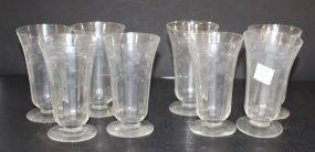 Set of Eight Etched Glass Waters