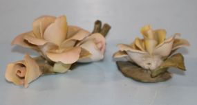 Two Golden Crown Italian Porcelain Roses