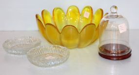 Large Fruit Bowl, Two Ashtrays, Small Dome
