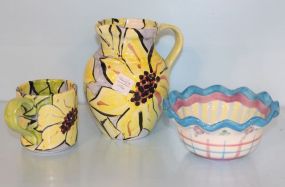 Three Hand Painted Pottery Pieces