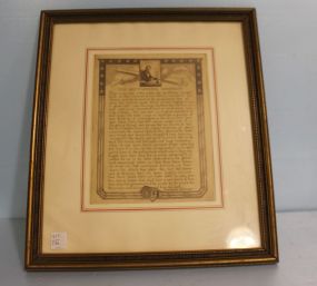 Framed 1935 Star Engraving Company Gettysburg Address