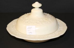 Custard Glass Covered Butter Dish