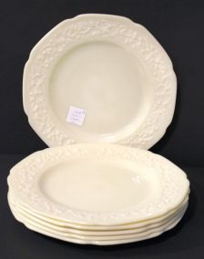 Six Custard Glass Dinner Plates