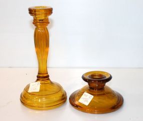 Two Amber Candlesticks